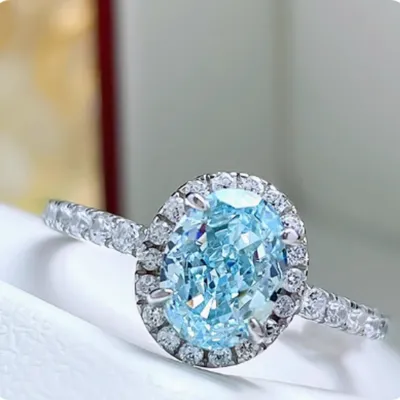 1.5 Carat Fresh Navy Blue Treasure Ring, Light Luxury And Niche