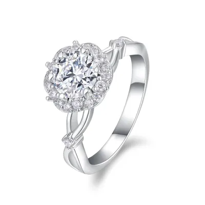 1-carat Luxury And Fashionable Light Luxury Jewelry Silver Ring Set With Top-quality Moissanite, S925 Silver Plated Platinum