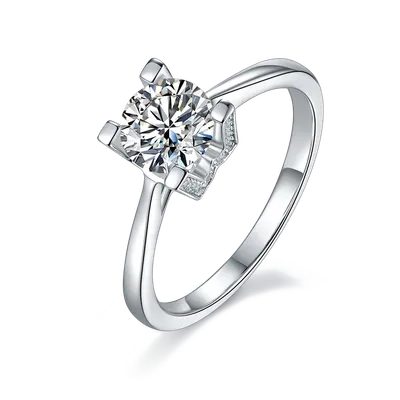 1-carat Luxury And Fashionable Light Luxury Jewelry Silver Ring Set With Top-quality Moissanite, S925 Silver Plated Platinum