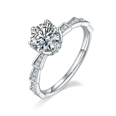 1-carat Luxury And Fashionable Light Luxury Jewelry Silver Ring Set With Top-quality Moissanite, S925 Silver Plated Platinum