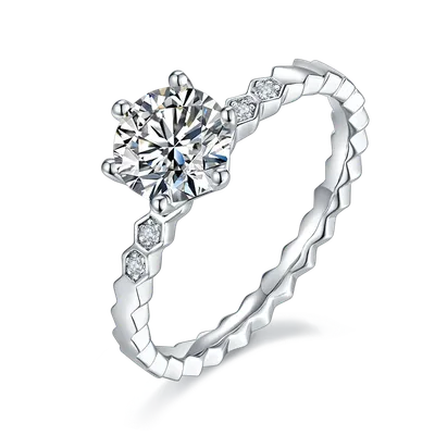 1-carat Luxury And Fashionable Light Luxury Jewelry Silver Ring Set With Top-quality Moissanite, S925 Silver Plated Platinum
