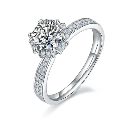 1-carat Luxury And Fashionable Light Luxury Jewelry Silver Ring Set With Top-quality Moissanite, S925 Silver Plated Platinum