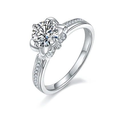 1-carat Luxury And Fashionable Light Luxury Jewelry Silver Ring Set With Top-quality Moissanite, S925 Silver Plated Platinum