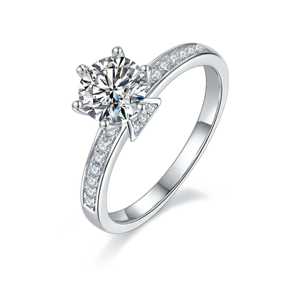 1-carat Luxury And Fashionable Light Luxury Jewelry Silver Ring Set With Top-quality Moissanite, S925 Silver Plated Platinum