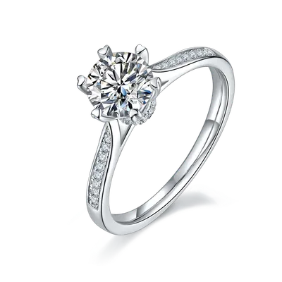 1-carat Luxury And Fashionable Light Luxury Jewelry Silver Ring Set With Top-quality Moissanite, S925 Silver Plated Platinum