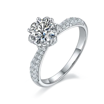 1-carat Luxury And Fashionable Light Luxury Jewelry Silver Ring Set With Top-quality Moissanite, S925 Silver Plated Platinum