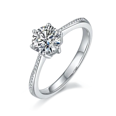1-carat Luxury And Fashionable Light Luxury Jewelry Silver Ring Set With Top-quality Moissanite, S925 Silver Plated Platinum