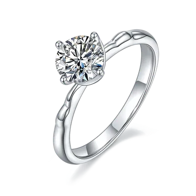1-carat Luxury And Fashionable Light Luxury Jewelry Silver Ring Set With Top-quality Moissanite, S925 Silver Plated Platinum