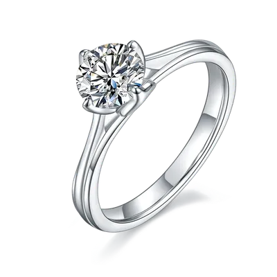 1-carat Luxury And Fashionable Light Luxury Jewelry Silver Ring Set With Top-quality Moissanite, S925 Silver Plated Platinum
