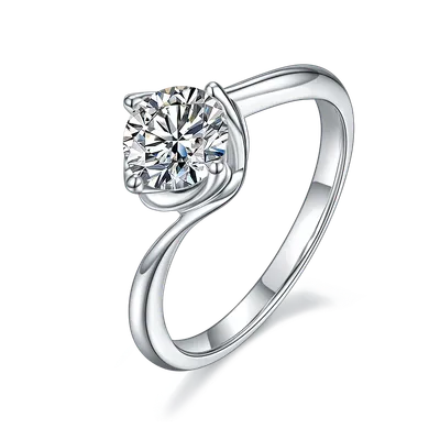 1-carat Luxury And Fashionable Light Luxury Jewelry Silver Ring Set With Top-quality Moissanite, S925 Silver Plated Platinum