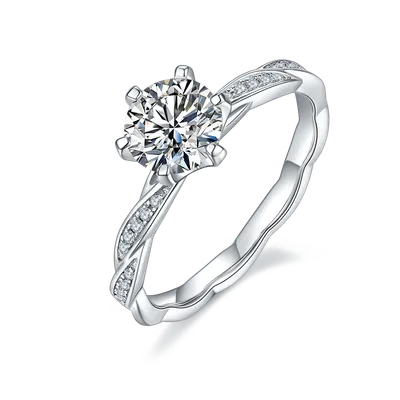 1-carat Luxury And Fashionable Light Luxury Jewelry Silver Ring Set With Top-quality Moissanite, S925 Silver Plated Platinum