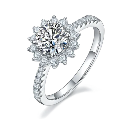 1-carat Luxury And Fashionable Light Luxury Jewelry Silver Ring Set With Top-quality Moissanite, S925 Silver Plated Platinum