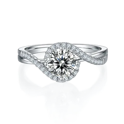 1-carat Luxury And Fashionable Light Luxury Jewelry Silver Ring Set With Top-quality Moissanite, S925 Silver Plated Platinum