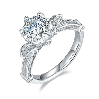 1-carat Luxury And Fashionable Light Luxury Jewelry Silver Ring Set With Top-quality Moissanite, S925 Silver Plated Platinum