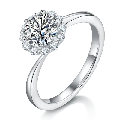 1-carat Luxury And Fashionable Light Luxury Jewelry Silver Ring Set With Top-quality Moissanite, S925 Silver Plated Platinum