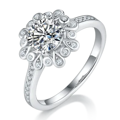 1-carat Luxury And Fashionable Light Luxury Jewelry Silver Ring Set With Top-quality Moissanite, S925 Silver Plated Platinum
