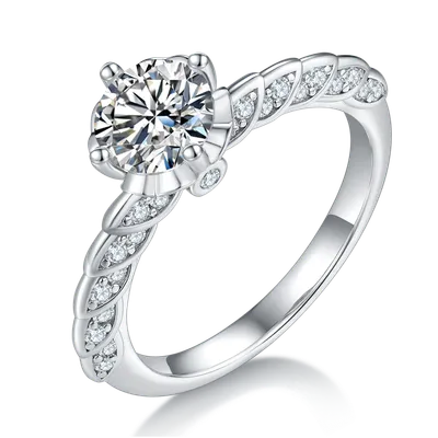 1-carat Luxury And Fashionable Light Luxury Jewelry Silver Ring Set With Top-quality Moissanite, S925 Silver Plated Platinum