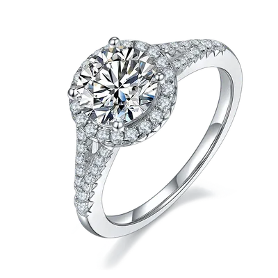 1.5-carat Luxury And Fashionable Light Luxury Jewelry Silver Ring Set With Top-quality Moissanite, S925 Silver-plated Platinum