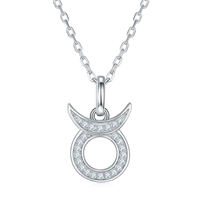 12 Zodiac Signs - Taurus, Set With Top-quality Moissanite, Luxurious And Fashionable Light Luxury Trend Jewelry, Silver Necklace, Pendant S925, Silver-plated Platinum