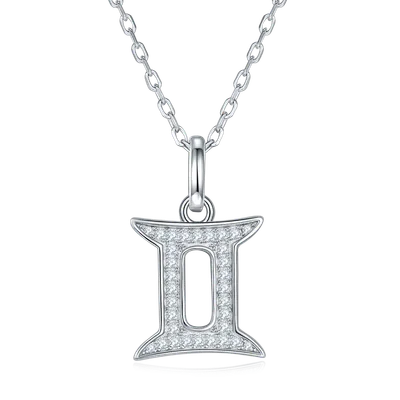 12 Zodiac Signs - Gemini, Set With Top-quality Moissanite, Luxurious And Fashionable Light Luxury Trend Jewelry, Silver Necklace, Pendant S925 Silver Electroplated Platinum
