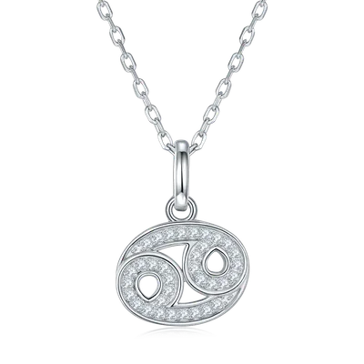 12 Zodiac Signs - Cancer, Set With Top-quality Moissanite, Luxurious And Fashionable Light Luxury Trend Jewelry, Silver Necklace, Pendant S925, Silver-plated Platinum