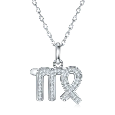 12 Zodiac Signs - Virgo, Set With Top-quality Moissanite, Luxurious And Fashionable Light Luxury Trend Jewelry, Silver Necklace Pendant S925, Silver-plated Platinum