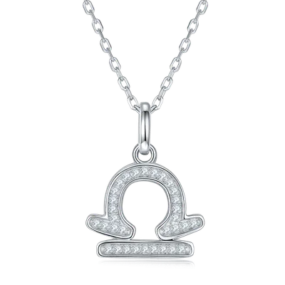 12 Zodiac Signs - Libra, Set With Top-quality Moissanite, Luxurious And Fashionable Light Luxury Trend Jewelry, Silver Necklace, Pendant S925 Silver Electroplated Platinum