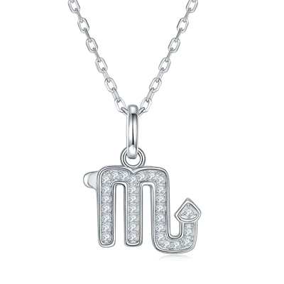 12 Zodiac Signs - Scorpio, Set With Top-quality Moissanite, Luxurious And Fashionable Light Luxury Trend Jewelry, Silver Necklace, Pendant S925, Silver-plated Platinum