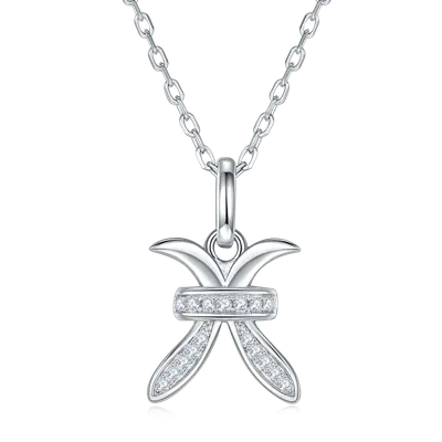 12 Zodiac Signs - Pisces, Set With Top-quality Moissanite, Luxurious And Fashionable Light Luxury Trend Jewelry, Silver Necklace Pendant S925, Silver-plated Platinum