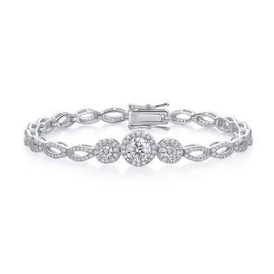 1-carat Luxury And Fashionable Light Luxury Trend Jewelry Silver Bracelet Set With Top-quality Moissanite, S925 Silver Electroplated Platinum