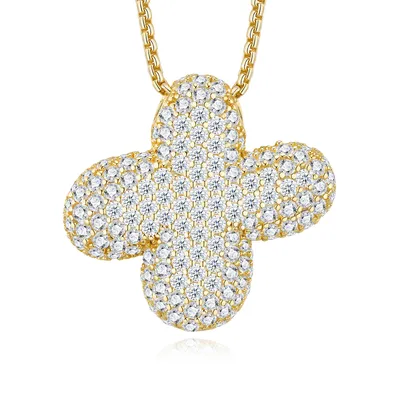 13.67g S925 Gold Plated Bubble Letter Initial Necklace For Women  D Color VVS1 Moissanite Pendant With GRA, Heavy Solid Jewelry Gift Box Set A-Z