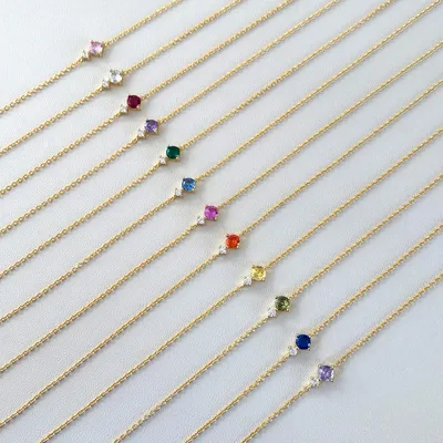 S925 Sterling Silver Necklace With Twelve Birthstone Pendants, A Light-luxury, Niche Design