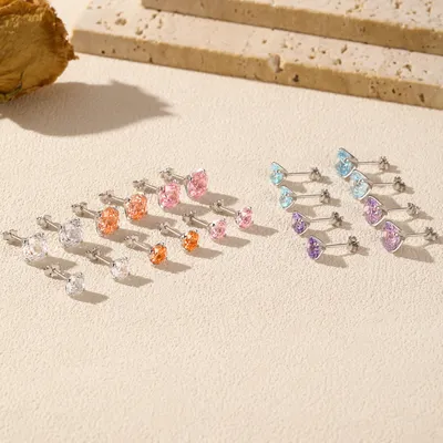 Basic Rose-cut Sparkling Diamond Stud Earrings Unisex Accessory