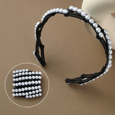Pearl folding headband-black-resin-1 piece