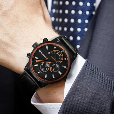 Cairen Water-Resistant Calendar Leather Business-Casual Quartz Watch