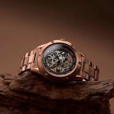Openwork Mechanical Wooden Watch For Men
