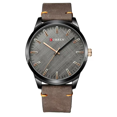 8386 Round Waterproof Men's Watch Simple Style Leather Watch Couple Watch Genuine