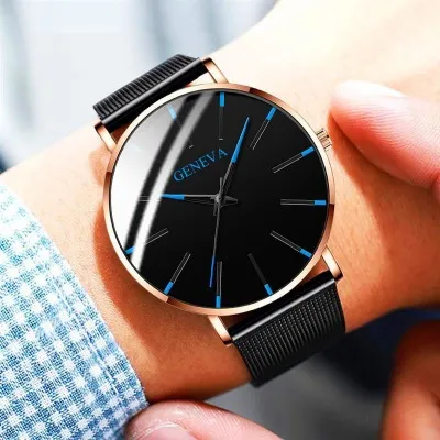 Alloy mesh belt men's watch
