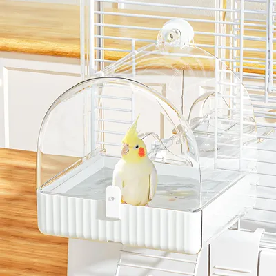 Hanging Bird Bath For Cage, 3 In 1 Multifunction Bird Bath&Bowl&House, Bird Cage Accessories Suitable For Small To Medium Birds, Like Lovebirds, Finches, Parakeets, Mannikin