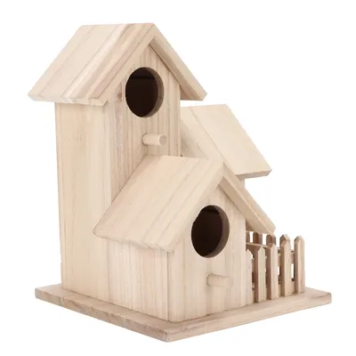 Outdoor Birdhouse Paulownia Garden Bird Nests Small Bird Breeding Box For Wild BirdsThree Rooms