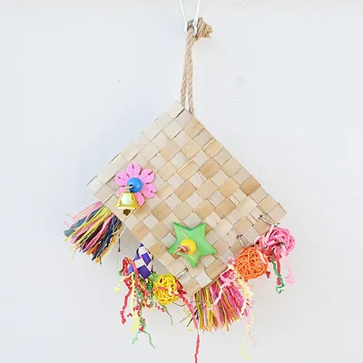 Parrot Bird Toy Palm Leaf Weaving Foraging Bag