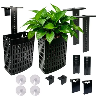 2 Pack Upgraded Aquarium Plant Holder, Adjustable Width And Height Hook Fish Tank Plant Holder With Suction Cup For Aquascape Decor