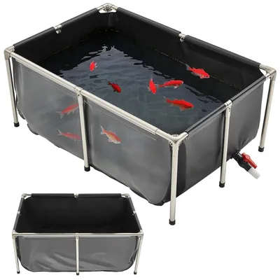 Canvas Fish Pond Above Ground Koi Tank 126.8 Gal With Clear Viewing Panel