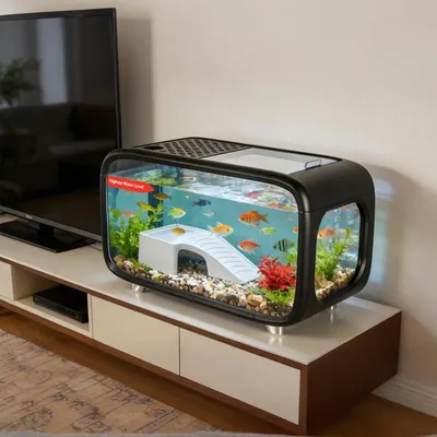 Compact Betta Fish Tank Kit Clear Desktop Aquarium With Ecological Cycle System
