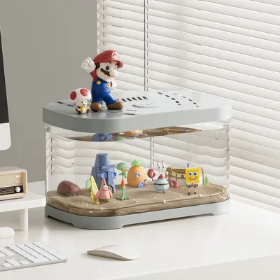 Transparent Plastic Fish Tank Aquarium Terrarium Decoration Office Ornamental Tank Pet Supplies