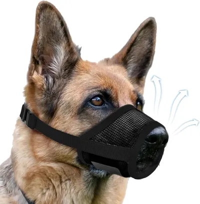 Dog Muzzle, Soft Air Mesh Muzzles For Large Sized Dogs, Breathable Dog Mussels For Scavenging Biting Licking & Barking, Adjustable Mouth Guard For Grooming, Allows Panting And Drinking
