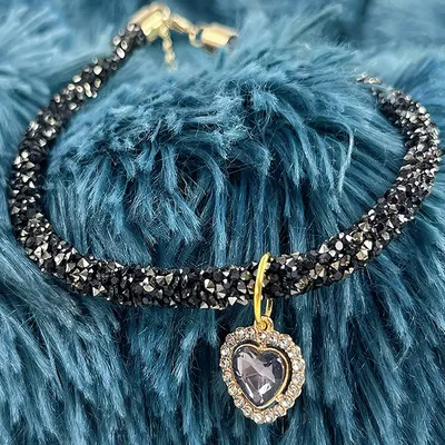 Cat Collar Heart Jewel Pendant Party Reflex Rhinestone Necklace
