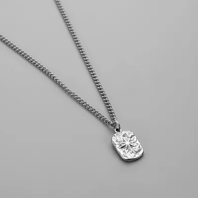 Fashion Minimalist Relief XINGX Square Plate Pendant Necklace Trendy Men