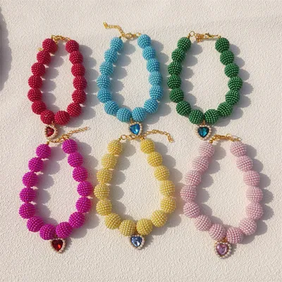 Fashionable Pearl Yangmei-Berry Beaded Dog Necklace