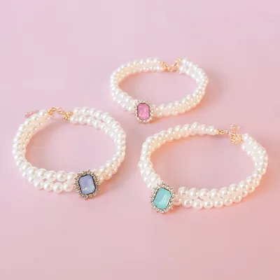 Pearl Double-strand Layered High-end Rhinestone Light-luxury Jewelry Dog Outfit Accessory Collar